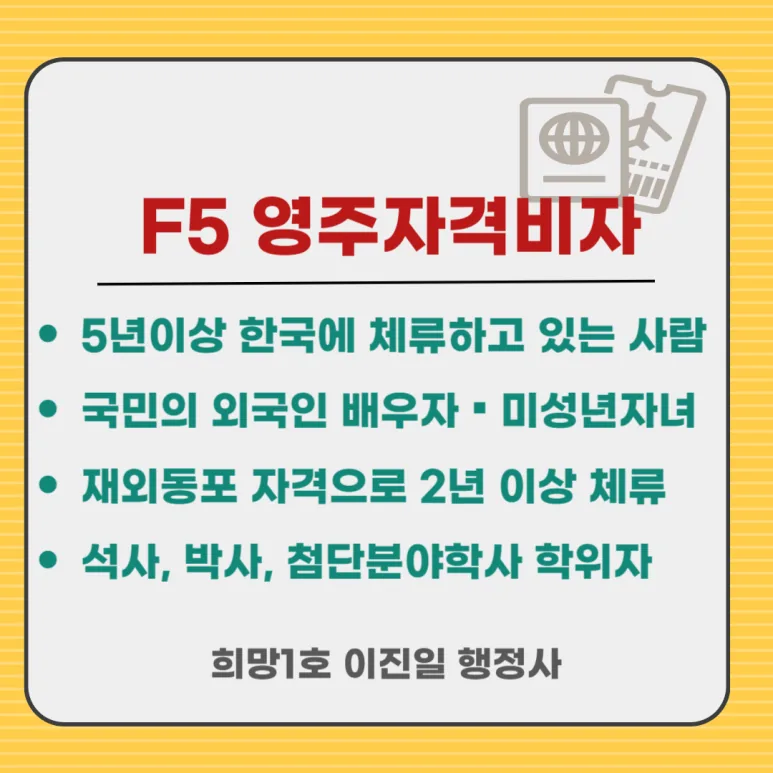 F-5 permanent-residency visa at a glance